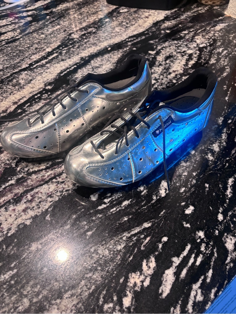 Women’s Metallic Silver & Blue Athletic Sneakers